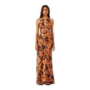 Shona Joy Black and Orange Floral Maxi Dress